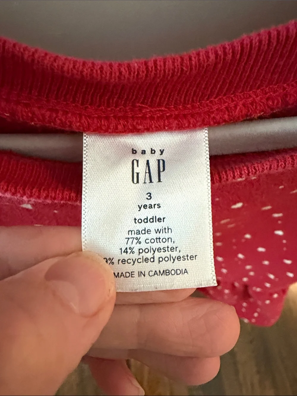 GAP Red Long-Sleeve Heart Print Sweatshirt Dress